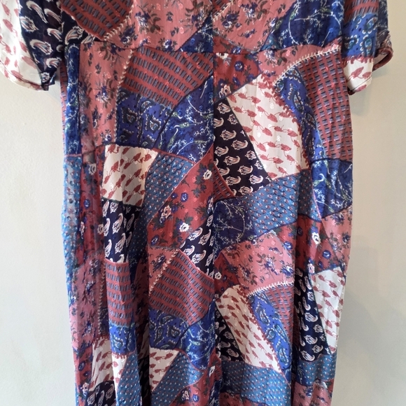 Melloday Patchwork Boho Hippie Casual Mini Dress Size Large - Picture 10 of 12